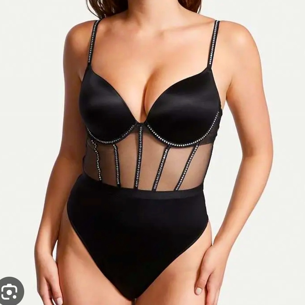 NWT Very Sexy Rhinestone Mesh Teddy / Bodysuit by Victoria’s Secret
